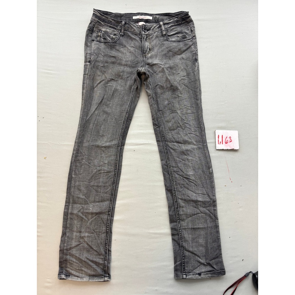Xhilaration Gray Faded Slim Straight Leg Jeans Womens Size 7 Low Rise Denim